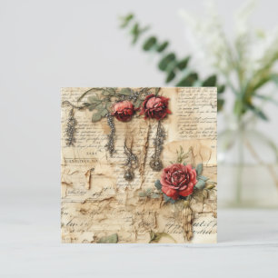 Vintage - Pergaminho - Carta de Amor com Flores (4