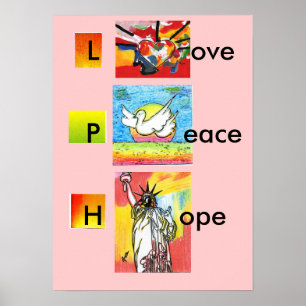 Vintage Peter Max art style LOVE PEACE Poster