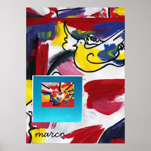 Vintage Peter Max estilo Peace and Love Poster (Frente)