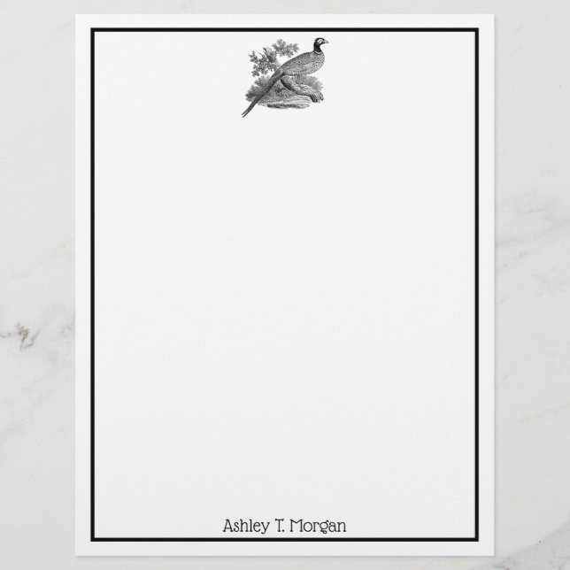 Vintage Pheasant Game Bird Drawing BW (Frente)