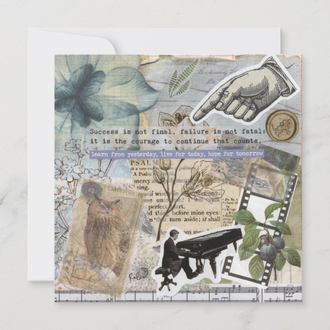 Vintage Piano Flat Greeting Card (Frente)