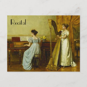 Vintage Piano Harp Convite Considerando