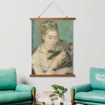 Vintage Pierre Auguste Renoir Woman com um gato