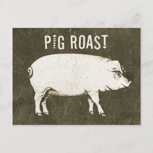Vintage Pig Roast Postcard Convite V