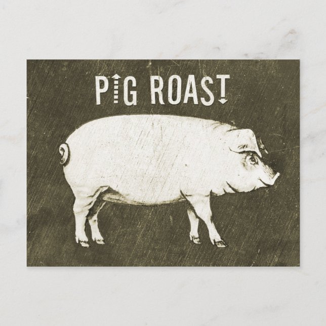 Vintage Pig Roast Postcard Convite V (Frente)