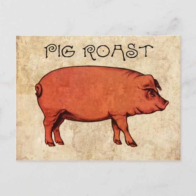 Vintage Pig Roast Postcard Convite VI (Frente)