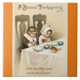 Vintage Pilgrim Children Cerâmica Azulejo