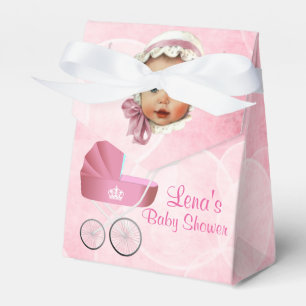 Vintage Pink Bebê e Carruagem Caixas de Favor