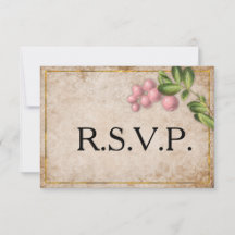 Vintage Pink Berries Wedding RSVP