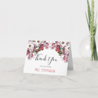 Vintage Pink Floral Bridal Agradecimento