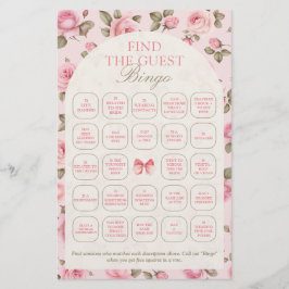 Vintage PInk Floral Encontre o Jogo do Bingo Convi