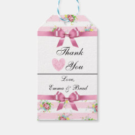 Vintage Pink Floral Obrigado Etiqueta do presente