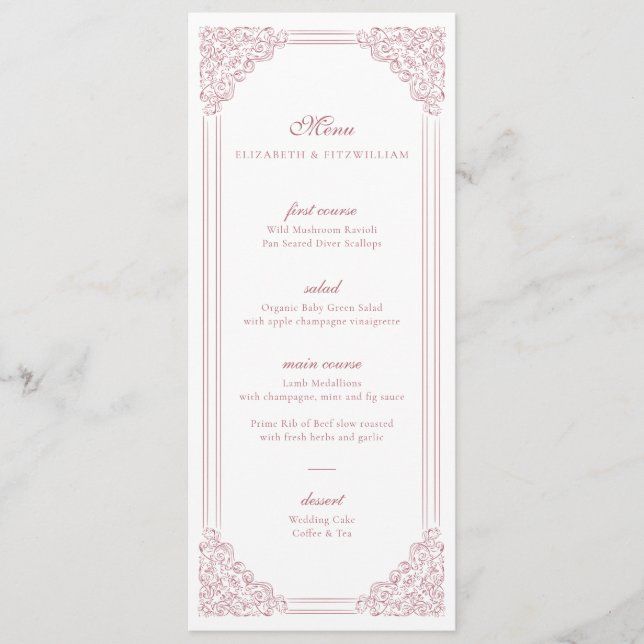 Vintage Pink Frame Wedme Menu + Obrigado (Frente)