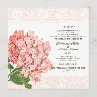 Vintage Pink Hydrangea Convite De Casamento