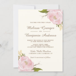 Vintage Pink Peonies Convite para Casamento