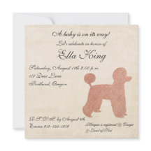 Vintage Pink Poodle Silhouette Convite Para Bebê