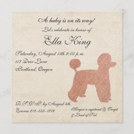 Vintage Pink Poodle Silhouette Convite Para Bebê