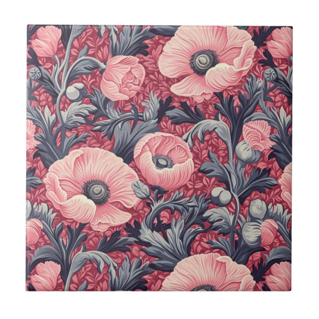 Vintage Pink Poppies Floral (Frente)