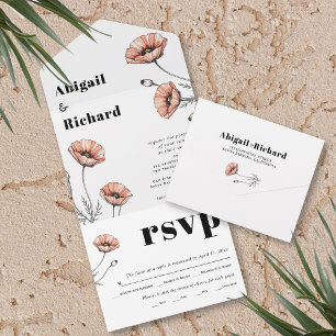 Vintage Pink Poppies flores silvestres Casamento f