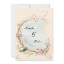 Vintage Pink Rose e Robin Weding Convite