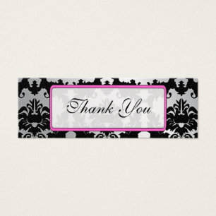 Vintage Pink Silver and Black Damask Wedding Tags