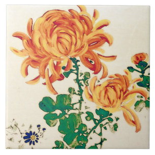 Vintage - Pintura Japonesa de Chrysanthemums