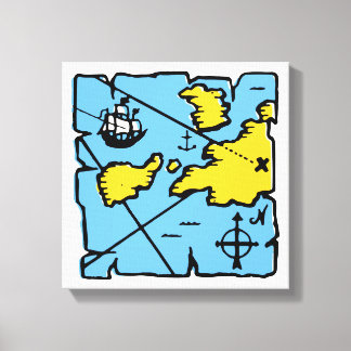 Vintage Pirate Map Stretch Canvas Print (Pequeno)