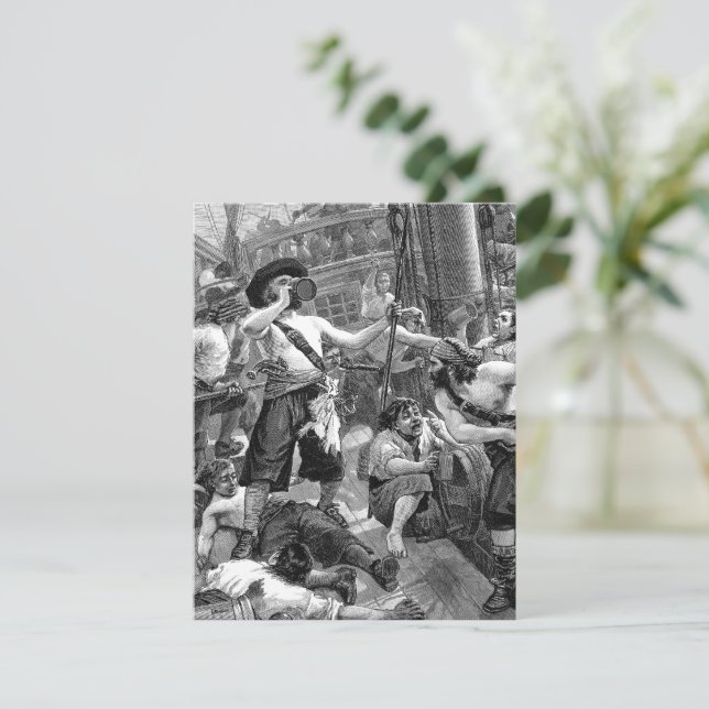 Vintage Pirates Bebendo no Convite para Entrega (Em pé/Frente)