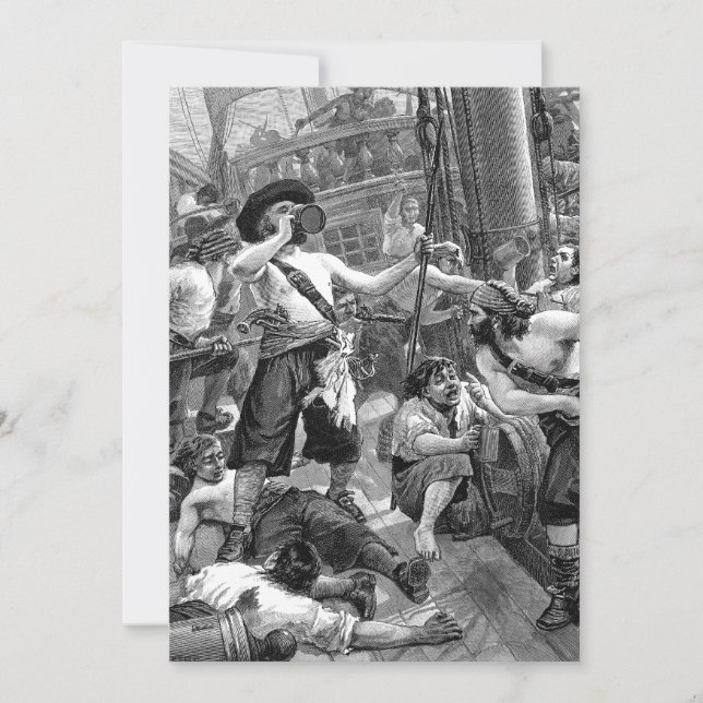 Vintage Pirates, Convite de aniversário Adulto (Frente)