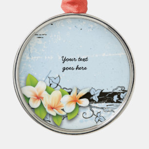 Vintage plumeria e ornamento azul-marinheiro