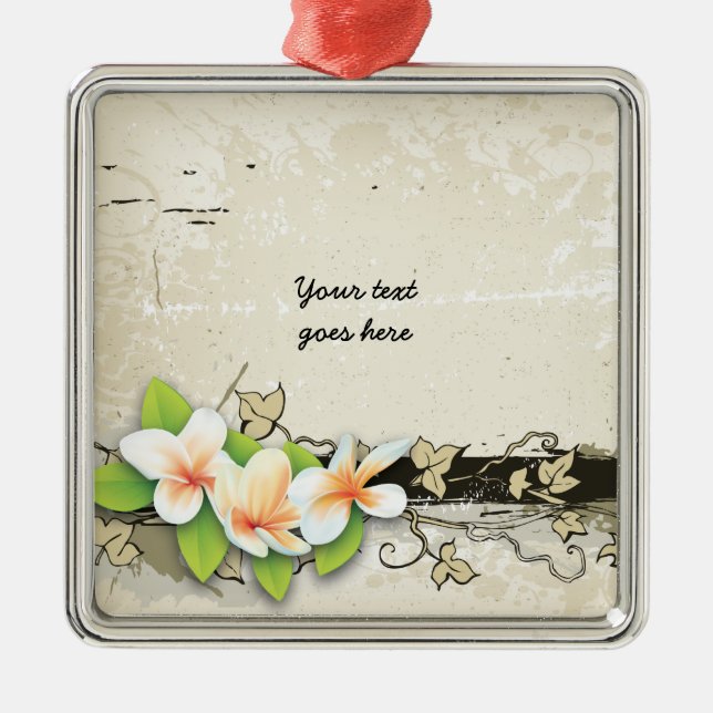 Vintage plumeria e ornamento personalizado de ivy  (Frente)