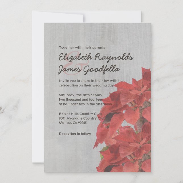 Vintage Poinsettias - Convites De Casamento (Frente)