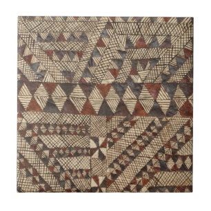 Vintage Polynésia Tapa Cloth Pattern Diamond