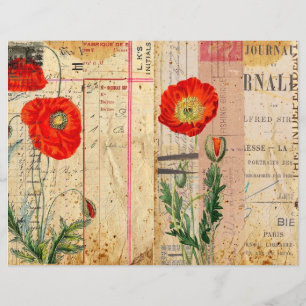 Vintage Poppies Chique Scrapbook Paper