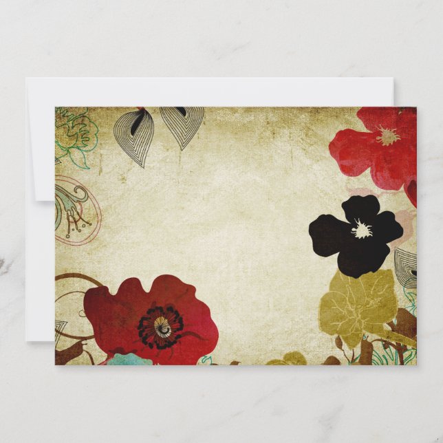 Vintage poppies Convite (Frente)