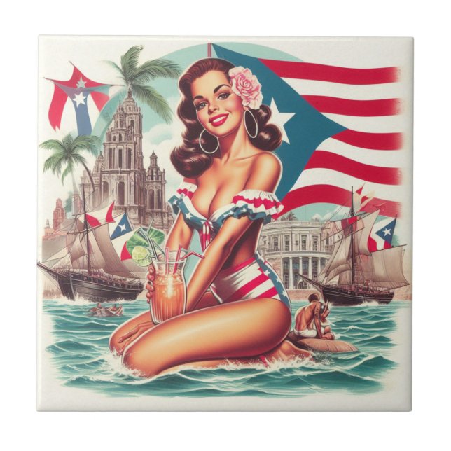 Vintage Porto Rico Pin-Up (Frente)