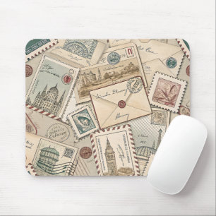 Vintage Postage Stamps Mouse Pad