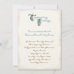 Vintage Poste Cartão Ação de Graças Convites de Co