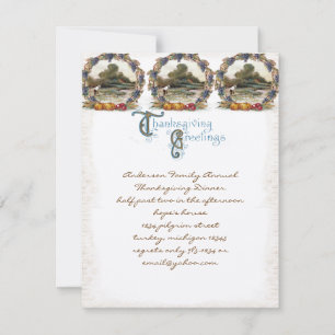 Vintage Poste Cartão Ação de Graças Convites Turqu