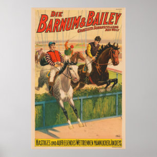 Vintage, Poster De Jockeys Em Cavalos No Circo Ale