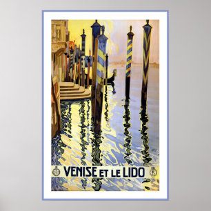 Vintage poster de viagens de Veneza, Italia