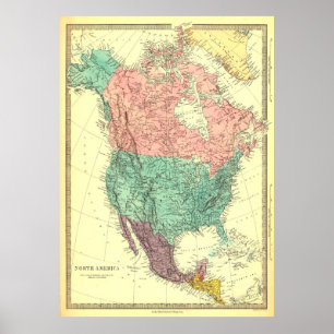 Vintage - Poster do mapa da América do Norte