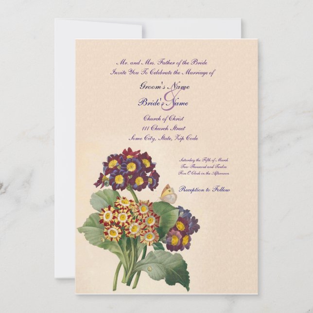 Vintage Primrose Casamento Convite (Frente)