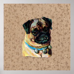 Vintage Pug Dog Impressão