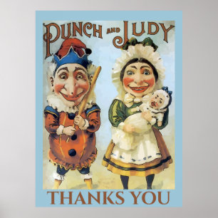 Vintage Punch e Judy Poster, adicione Poster de te
