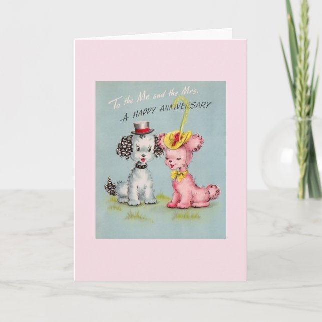 Vintage Puppy Aniversário - Cartão de Saudação (Frente)