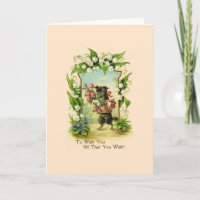 Vintage Puppy Aniversário - Cartão de Saudação