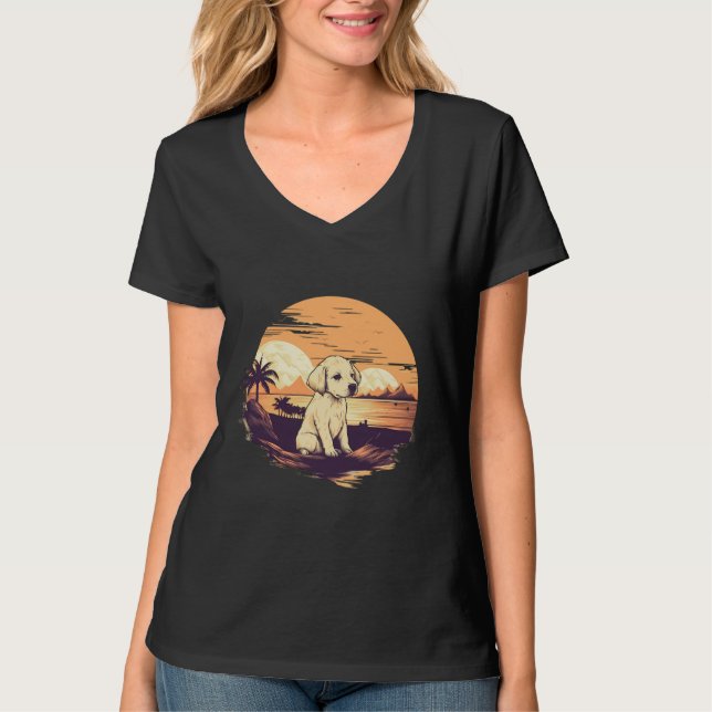 Vintage Puppy na camiseta Sunset (Frente)
