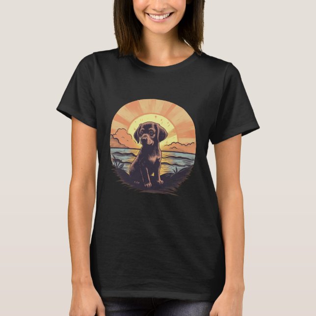 Vintage Puppy na camiseta Sunset (Frente)