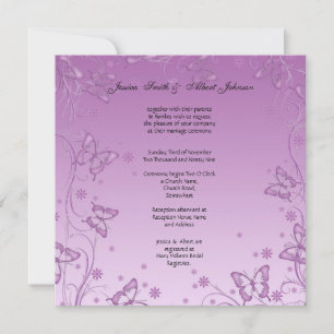Vintage Purple Butterfly Convite para Casamento